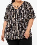 Ladies Printed Xover Top - 60 Blk mocc