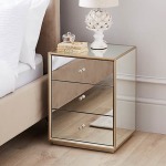 Champagne Mirror 3 Drawer Pedestal – Set Of 2