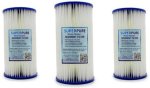 10 Inch Big Blue Pleated Sediment Filter 3-PACK High Density Fiber Filter Cartridge