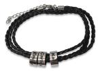 Adjustable Black Rope Bracelet With 3 Custom Engraved Rings