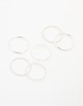 Silver Thin Twisted Stacking Rings 6-PACK - M l