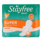 Stayfree Unscented Maxi Thick Pads With Wings 8 Pack