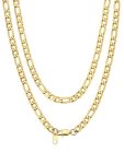 Bandmax 14K Gold Plated Stainless Steel Figaro Link Chain 30 Inch 6MM Wide Solid Shining Gold Plated Necklace Chains Fashion Cha