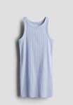 Ribbed Jersey Dress - Light Blue
