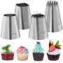 4pcs Extra Large Pipping Tips 304 Stainless Steel Pastry Tips Icing Nozzle Tips For Frosting For Cupcake Cake Decorating Puff Making Cookie Making Baking