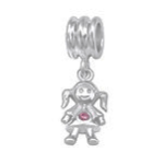 C1208-C5815 - 925 Sterling Silver Cz Girl Dangle European Charm Bead