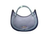 Whipstitch Crescent Hobo Bag- Blue