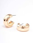 Goldair Gold Small Wide Rectangle Hoop Earrings