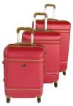 Smte Elegant 3-PIECE Abs Luggage Set Red pink Hard Shell With Swivel Wheels With Keychain