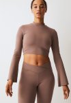 Softmove Cropped Sports Top - Dark Beige