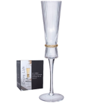 Ribbed Champagne Glass With Gold Ring 160ML Set Of 6