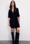 Tie-belt Shirt Dress - Black