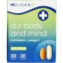 Clicks A-z Body And Mind Multivitamin & Omega 3 Multipack 30 Tablets And 30 Softgels
