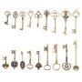 18X Vintage Old Look Bronze Skeleton Key Heart Bow Lock Pendant