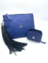 Cross Body In Royal Blue Ostrich