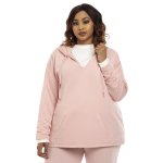 Donnay Plus Size Casual Fleece Hoody Track Top - Blush