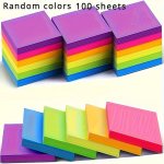 100 Sheets Self-adhesive Sticky Notes Set - Vibrant Assorted Colors Office And School Supplies