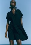 Crinkled Tunic Dress - Black