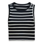 Womens Rib Stripe Crop Tank