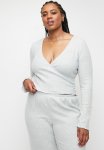Cotton On Plus Super Soft Ribbed Wrap Top - Light Grey Marle