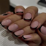 24PCS Press-on Nails Elevate Your Style Short Square Pink Black French Pointed Press-on Nails High Saturation Full Set Of False