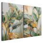 Canvas Art - Gold Green Leafy 2 Piece Abstract Painting Canvas Print Decor