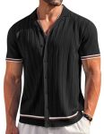 Coofandy Mens Shirts Button Up Short Sleeve Button Down Shirt Casual Button Down Shirt Black
