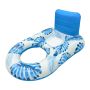 Head & Footrest Inflatable Pool Lounger With Cup Holders Blue Leaf