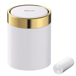 MINI Trash Can With Lid Desktop Small Trash Can Recycling Bin Cute Metal Garbage Can For Tabletop Countertop Use Stainless Steel 0.4GAL/1.5L Waste Bi