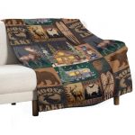 Rustic Moose Deer Flannel Blankets Retro Vintage Bear Cottage Country Style Cabin Mountain Farmhouse Throw Bed Blanket For Sofa