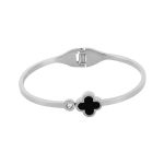 4-LEAF Clover Fashion Stainless Steel Cuff Bracelet One Size