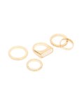 Goldair Gold Pearl Signet Rings 5-PACK - M l