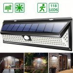 1PC Solar Wall Light Outdoor 118LED Solar Security Lights Motion Sensor Lights Solar Powered Lights Durable Solar Wall Lights Fo