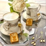 10-PIECE Stainless Steel Dessert Spoon Set - Elegant Leaf Design Coffee Stirring Spoons Minimalist Fruit Dessert Serving Set For