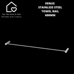 Venus Chrome Single Towel Rail - 600MM