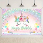 1PC 1 1.5M Rainbow Unicorn Background Cloth Unicorn Birthday Party Supplies Polyester Backdrop Happy Birthday Party Decoration