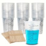 Value Pack 70 100 200PCS Plastic Measuring Cups 8 Oz Disposable Mixing Cups With 100 Wooden Mixing Sticks Can Be Used For Epoxy