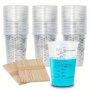 Value Pack 70/100/200PCS Plastic Measuring Cups 8 Oz Disposable Mixing Cups With 100 Wooden Mixing Sticks Can Be Used For Epoxy Resin Liquid Measuring