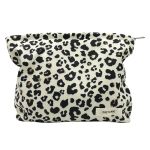 Gutgnk Corduroy Ladies Cosmetic Bag Large Capacity Canvas Cosmetic Bag Travel Toiletry Bag Accessories Organizer Black Spot Leop