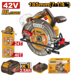 Ingco 42V Ps+ C l B l Cir saw 4800RPM 185MM+ Ass Kit