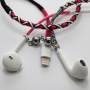 Larry's Digital Accessories - Woven Earphones - Pink/white - 8 Pin Lightning