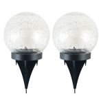 Solar Power Globe Garden Lights - Warm White - Diameter 12CM - 2 Pack