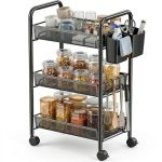 3 Tier Metal Rolling Cart Living Room Essentials Art Storage Snack Rack Shelf Food Cart On Wheels Storage Function Is Excellent