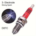 D8TC 3-ELECTRODE Spark Plug For All-terrain Vehicles High-performance Strong Spark Quality Electrode Compatible With GY6125 Engi