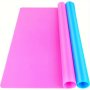Silicone Craft Mat 39.88X29.97 Cm Oversized Nonstick Table Protector For Jewelry Casting Molds Resin Paint Clay Heat-resistant Waterproof Reusable Baking Mat - Blue & Rose Red