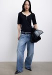 Ribbed Henley Top - Black