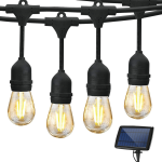 15M Solar 15 LED Vintage Bulb Drop String Lights Festoon Black