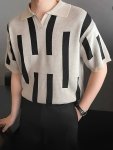 Men's Short Sleeve Golf Shirt With Grid Pattern Breathable Regular Fit Summer Casual Wear For Men