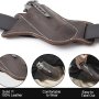 Tactical EDC Leather Knife Sheath For Men Non-Waterproof Faux Fur Pocket Knife Holster Cross Draw Belt Carry Pouch Left Side Open Top - Dark Brown