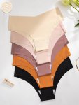 5PCS Solid Seamless Briefs Sexy Comfy Breathable Stretchy Intimates Panties Women's Lingerie & Underwear